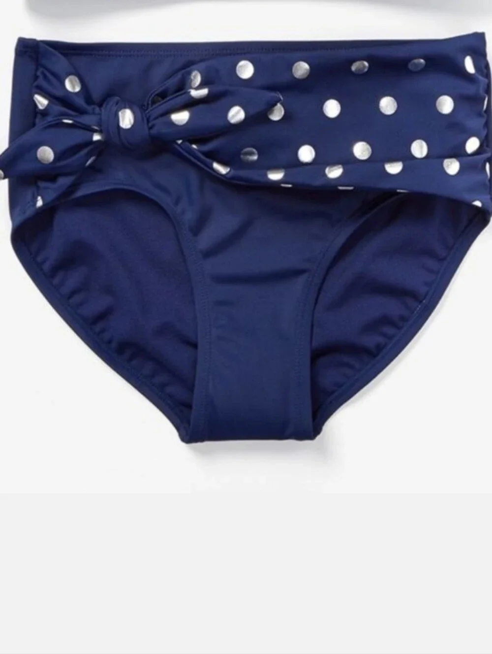 Justice Navy/Gold  Foil dot scalloped one shoulder bikini Size 14 NWT